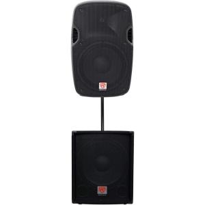 imageRockville SPGN128 Bundle 12in 1200W Peak300W RMS Passive DJ PA Speaker SBG1154 15in 800Watt 4Ohm Passive Subwoofer with Pole Mount RSP36 36in HeavyDuty Steel Mounting Pole 3Items