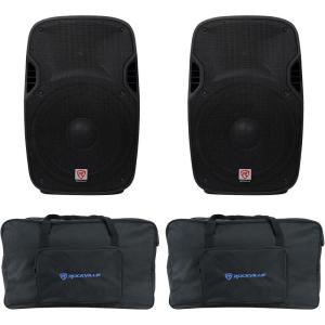 imageRockville SPGN154 Bundle 2 15 Passive 1600W DJ PA Speakers ABS Lightweight Cabinet 400W RMS 4 Ohm TwistLock Speakon Input 2 TB15 Padded Speaker Bags 4Items