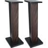 imageRockville Pair RHT28 28 Inch Bookshelf Speaker Stands 60 lbs Capacity Surround Sound Home Theater Premium Wood Dual Top Plates SandFillable for Audiophiles and Studio MonitorsDark Wood