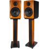 imageRockville Pair RHT28 28 Inch Bookshelf Speaker Stands 60 lbs Capacity Surround Sound Home Theater Premium Wood Dual Top Plates SandFillable for Audiophiles and Studio MonitorsClassic Wood