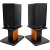 imageRockville Pair RHT8C 8quot Desktop Speaker Stands 66 lbs Capacity Wood Finish ResonanceFree Cable Management Isolation Pads for BookshelfStudio MonitorsWood