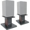 imageRockville Pair RHT8C 8quot Desktop Speaker Stands 66 lbs Capacity Wood Finish ResonanceFree Cable Management Isolation Pads for BookshelfStudio MonitorsDark Wood