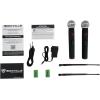 imageRockville RWM71U Dual UHF Wireless Handheld Microphone System Metal Receiver 400ft Range Auto Sync LCD Display XLR  14 Output RubberCoated Mics for Live Performances and Presentations