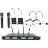 imageRockville RWM4Z Quad Wireless UHF HandheldHeadset Microphone System 4 Mics 20 Adjustable Frequencies LCD Display Metal Build for Karaoke and Live Events