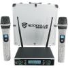 imageRockville RWMICE Dual UHF 100 Channel Diamond Handheld Wireless Microphone System LongRange 400ft HighFidelity Sound Durable Metal Build for Performers and Event Hosts