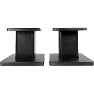 imageRockville Pair RHT8C 8quot Desktop Speaker Stands 66 lbs Capacity Wood Finish ResonanceFree Cable Management Isolation Pads for BookshelfStudio MonitorsBlack