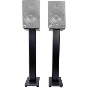 imageRockville Pair RHTSB 36 Inch Bookshelf Speaker Stands HighPerformance Wood Cable Management Dual Platform Sizes for Home Theater and Studio MonitorsBlack
