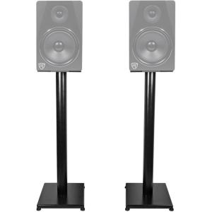 imageRockville Pair RS29W V2 29Inch Steel Bookshelf SpeakerStudio Monitor Stands 60 lbs Capacity AntiVibration Foam Cable Management for Home Audio and Studio MonitoringBlack