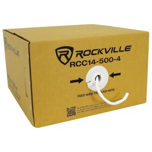 imageRockville RCC141004 14 AWG 100ft 4 Conductor Speaker Wire CL2 inWall Rated CCA OxygenFree Low Resistance for Home Theater and Audio Systems500 ft