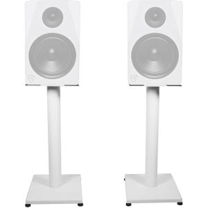imageRockville RS21W 21 inch Steel Bookshelf Speaker Stands 60 lbs Capacity AntiVibration Foam Cable Management for Home Audio and Studio MonitoringWhite