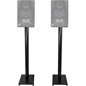 imageRockville RS37B 37quot Steel Bookshelf Speaker Stands 60 lbs Capacity Cable Management AntiVibration Pads Adjustable Feet for Home Audio and Studio Monitoring PairBlack