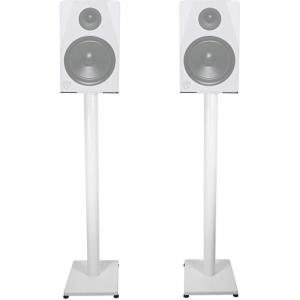 imageRockville RS37B 37quot Steel Bookshelf Speaker Stands 60 lbs Capacity Cable Management AntiVibration Pads Adjustable Feet for Home Audio and Studio Monitoring PairWhite