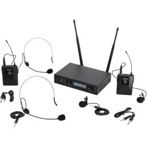 imageRockville RWM200 L2 Dual UHF Beltpack Wireless Microphone System Lavalier amp Headset Mics 200 Channels 3 Band EQ EchoLavalier
