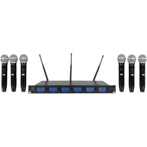imageRockville RWM66 6Mic Wireless UHF Microphone System 48 Channels Metal Build InterferenceFree Long Range Easy Setup for Karaoke Events and Live Performances