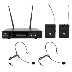 imageRockville RWM81U Dual UHF Wireless Headset amp Guitar Microphone System LCD Display Long Range for Live Performances amp Presentations