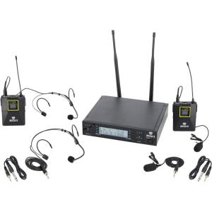 imageRockville RWMDSPH2 Dual Handheld UHF Wireless Microphone System DSP Control Adjustable EQ Delay Feedback Filter OLED Display 200 Channels 400600 ft Range Includes 2 Mics amp Rack MountLapelHeadset