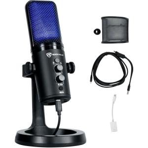 imageRockville RockStream PRO Dual Pattern USB Microphone 24Bit192kHz CardioidBiDirectional LED Clipping Indicator Headphone Monitoring for Gaming Streaming Podcasting