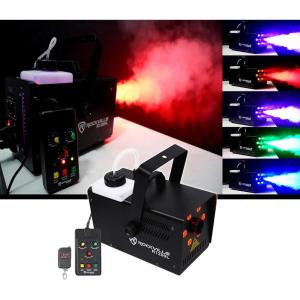imageRockville R1200L FogSmoke Machine with RGB LED Lights Strobe Effects 7Channel DMX WiredWireless Remotes for DJs and Stage Use