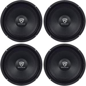 imageRockville RM84PRO 8 in 4 Ohm 1200 Watt Total SPL MidrangeMidBass Car Speakers 300W Peak150W RMS Each 108 dB 88 Hz6 kHz 4Piece