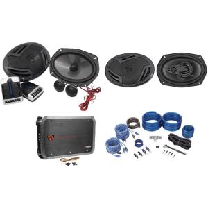 imageRockville RXAF1 Bundle 1600W Peak400W RMS 4 Ch Car Amplifier 2 RV692C 6x9 in 1000W Component Speakers 2 RV694A 6x9 in 4Way Speakers RWK42 4 Gauge Amp Wiring Kit with RCA Cables 6 Items