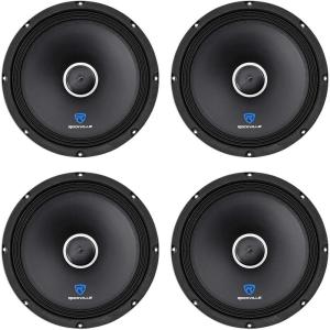 imageRockville RXM104 10 in SPL Car Midrange MidBass Speakers 4 Ohm 2400Watt Peak 300Watt RMS Each Bullet Design Shallow Mount 4Piece