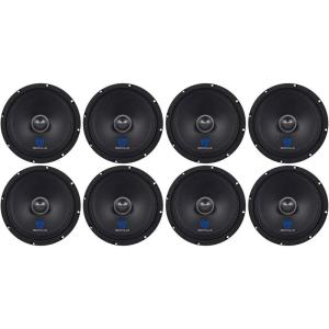 imageRockville RXM84 8in 250Watt Peak125Watt RMS 4 Ohm MidBass MidRange Car Speaker Drivers Kevlar Reinforced Cone 102dB Sensitivity 2000Watt Total System 8Piece