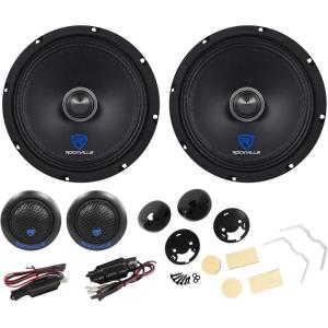 imageRockville RXM84 Component Bundle 2 8 in 250Watt 4 Ohm MidBass Driver Car Audio Speakers 2 RT6 1 in Silk Dome Neo Component Tweeters with Crossovers 4Items