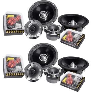 imageRockville X65C 65 1000W Peak  250W RMS Competition Component Car Audio Speaker with Titanium Tweeter High Power Handling Design Detailed and Dynamic Sound for Car Stereo Systems 4 Piece