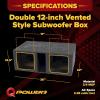 imageQPower QBOMB12VLSQ Double 12 Inch 42 Hertz Frequency Extra Large Vented Side Ported Speaker Square Box Enclosure with Spring Loaded Terminal