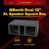 imageQPower QBOMB12VLSQ Double 12 Inch 42 Hertz Frequency Extra Large Vented Side Ported Speaker Square Box Enclosure with Spring Loaded Terminal