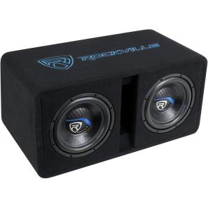 imageRockville DV10K52 Dual 10 K5 2400w Car Subwoofers PreLoaded Vented Sub Enclosure Box 2 Ohm 34 MDF Cast Iron Basket for Powerful Car Audio Bass