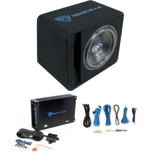imageRockville SK512 Package 12 1400w K5 Car Subwoofer Enclosure DB11 Amp 8Ga Wiring Kit Vented Loaded Sub and Mono Amplifier with Bass Knob