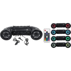 imageRockville RATV80L V2 Bluetooth ATVUTV Speaker System 600W Dual 8 Woofers LED Lighting Waterproof Wired Remote HeavyDuty Mounting Perfect for OffRoad Snowmobiles and Marine Use