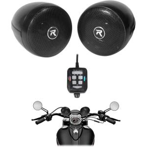 imageRockville RockNRide 2 300W Powered Bluetooth Motorcycle Handlebar Speakers 4 Ohm Waterproof IPX67 BluetoothUSBAUX FM Radio Perfect for MotorcyclesATVsRockville rocknride 2