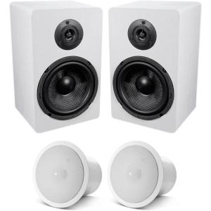 image2 White 65 Home Bookshelf Speakers wKevlar WoofersJBL inJBL Subwoofers