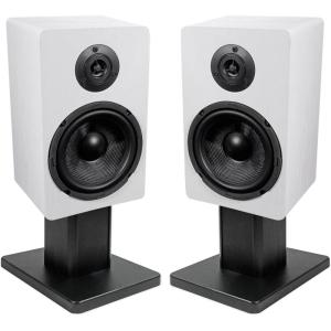 imageRockville 2 RockShelf 68W White 65 Home Bookshelf Speakers8 Speaker Stands