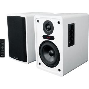 imageRockville ELITE5W V2 800W Home Audio 525 Bluetooth Bookshelf Speakers White Silk Dome Tweeter USBMemory Card Mic Inputs OpticalCoaxialRCA for Music Movies amp KaraokeWhite