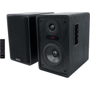 imageRockville Elite5 Bluetooth Bookshelf Speakers  800W 525 Drivers Optical amp USB Inputs Dual Mic Inputs BlackBlack