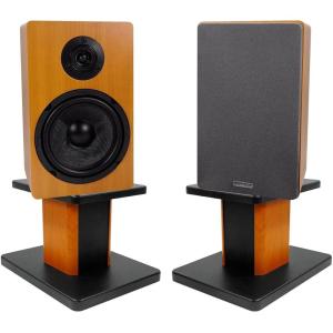 imageRockville ROCKSHELF 64C Bundle 2 65 in 400W Peak  100W RMS Wood Home Theater Bookshelf Speakers 2 RHT8C Desktop Speaker Stands for Home Studio 4Items