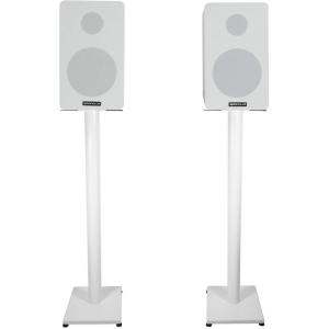 imageRockville RockShelf 58W Bundle 2 525 90W RMS360W Peak Per Pair Home Theater Bookshelf Speakers White Finish 2 RS37W 37 in Steel Floor Speaker Stands for Living Room Surround Sound 4Items