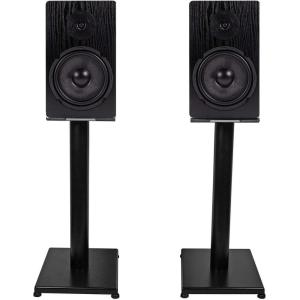 imageRockville RockShelf 64B Bundle Pair 65 in 400W Peak  100W RMS Home Theater Bookshelf Speakers 4 Ohm 2 RS21B 21 in Steel Speaker Stands Black Finish 4Items