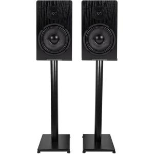 imageRockville RockShelf 64B Bundle Pair RockShelf 64B 65 in 400W Peak100W RMS Per Pair 4 Ohm Bookshelf Speakers 2 RS29B 29 in Steel Speaker Stands Black 4 Items