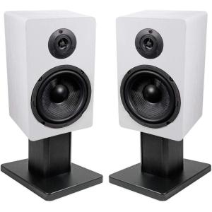 imageRockville RockShelf 64W Bundle 2 65 in 400W Peak  100W RMS White Home Theater Bookshelf Speakers 2 RHT8B Black DesktopBookshelf SpeakerStudio Monitor Stands 4Items