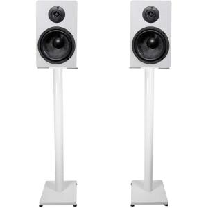 imageRockville RockShelf 64W Bundle 2 65 in 400W Peak  100W RMS White Home Theater Bookshelf Speakers 2 RS37W 37 in Steel Bookshelf SpeakerStudio Monitor Stands 4Items