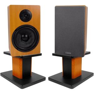 imageRockville RockShelf 68C Bundle Pair 65 50Watt RMS  200Watt Peak Wood Home Theater Bookshelf Speakers 8 Ohm Pair RHT8C Desktop Stands 2Items