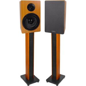 imageRockville RockShelf 68C Bundle Pair 65 Wood Bookshelf Speakers 50W RMS  200W Peak Each 400W Pair 8 Pair RHTSC 36 Wood Speaker Stands 2Items