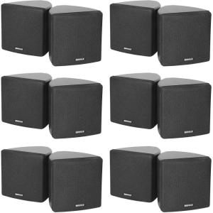 imageRockville Cube 35 in Black Home Theater Wall Speakers with Swivel Brackets Compact Design for Surround Sound and Small Room Audio Systems 12Piece