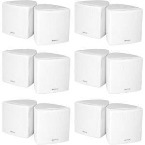 imageRockville Cube White 35 in 30W RMS Home Theater Wall Speakers 8 Ohm 360Degree Swivel Brackets 2Way Audio Compact Design for Home Theater and Surround Sound 6Items