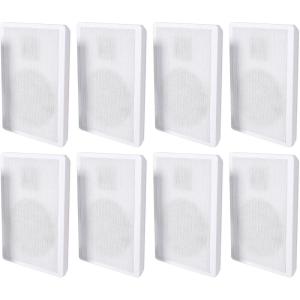 imageRockville RockSlim Pair 525in 2Way WallMount Slim Home Theater Speakers 240Watt Peak80Watt RMS per Pair White 8Piece