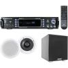 imageRockville Bundle RPA60BT V2 1000W 2ch Bluetooth DJ Amplifier Mixer Bundle with Pair HC655 65 500W 8Ohm inCeiling Home Speakers amp Rock Shaker 8 Black 400W Home Theater Subwoofer 3 Items